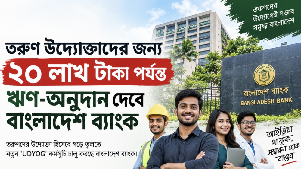 তরুণ উদ্যোক্তাদের জন্য ২০ লাখ টাকা পর্যন্ত ঋণ-অনুদান দেবে বাংলাদেশ ব্যাংক