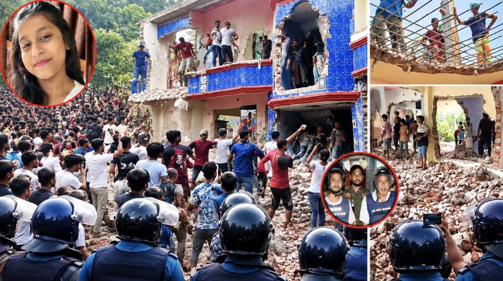 পুলিশের সামনেই বিক্ষুব্ধ জনতার তাণ্ডব, অভিযুক্তের বাড়ি ভেঙে গুঁড়িয়ে দেওয়ার পরও ক্ষোভ
