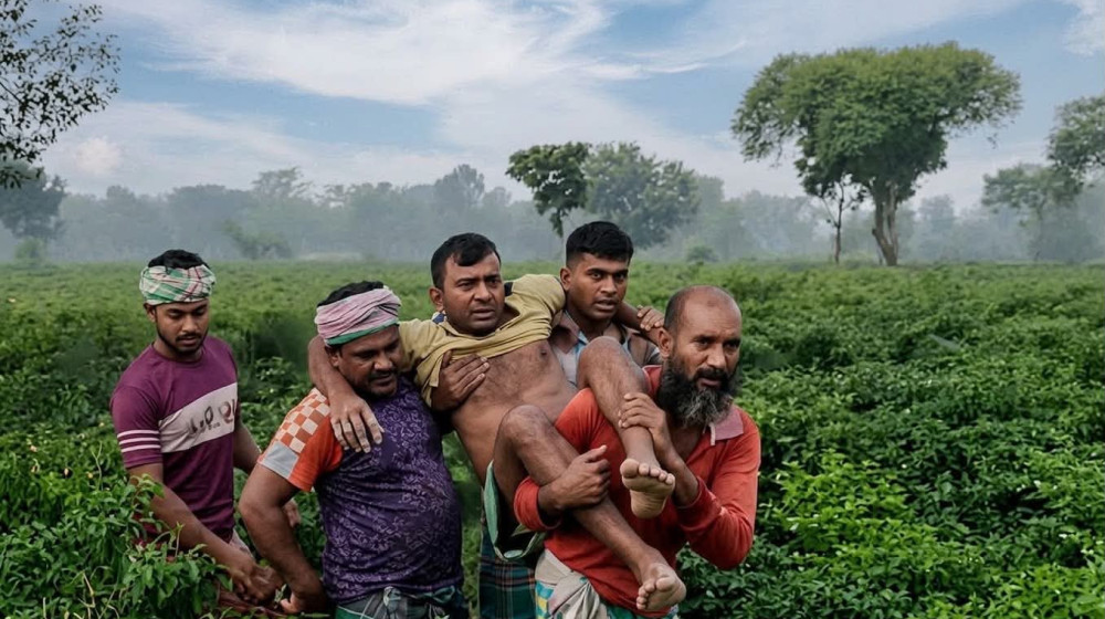 কুষ্টিয়ায় মাথাভাঙ্গা নদীতে মাছ ধরতে গিয়ে বিএসএফের গুলিতে আহত কৃষক।
