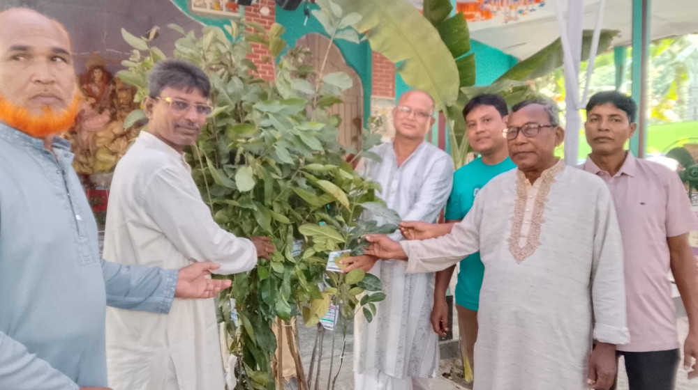 শারদীয় দুর্গোৎসব উপলক্ষে কুড়িগ্রাম রাজারহাটে সব দুর্গামন্দিরে গাছ বিতরণ করলেন শহিদুল ইসলাম ব্যাপারী